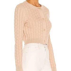 525 Cropped Cable Knit Cardigan M
